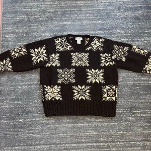 Ll Bean Sweater Women’s Chunky Knit Wool Blend Crewneck Brown Design Ribbed